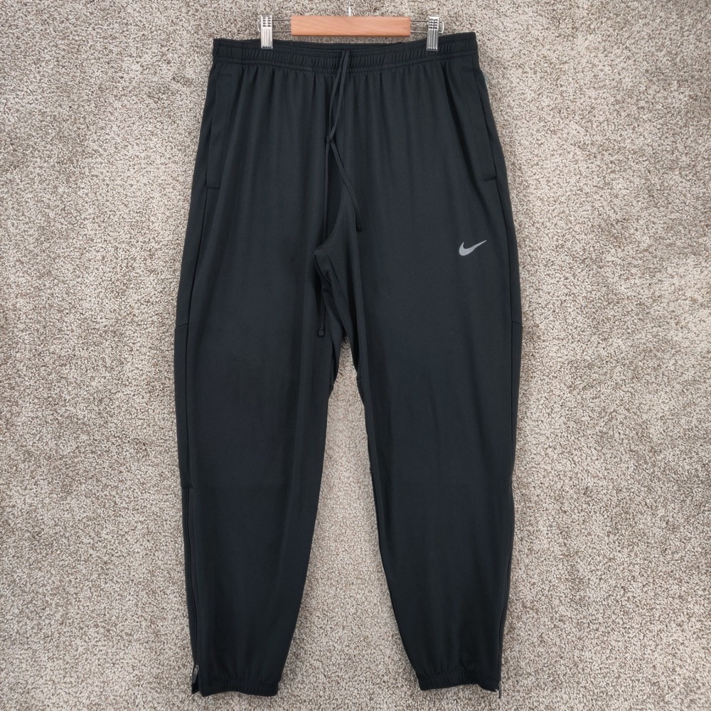 Nike Running Pants Men's Large Black Challenger Knit Dri-Fit Zip Ankles DD5003